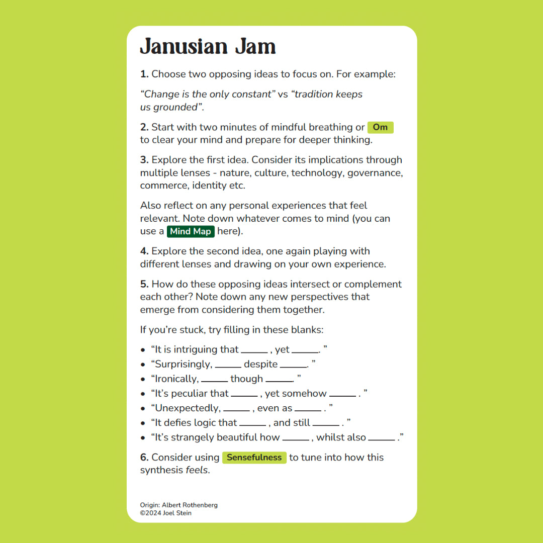 Instructions for the Janusian Jam activity. 